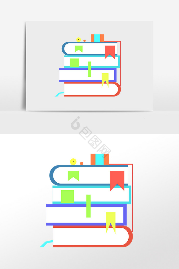 学习书籍彩色标签书本插画