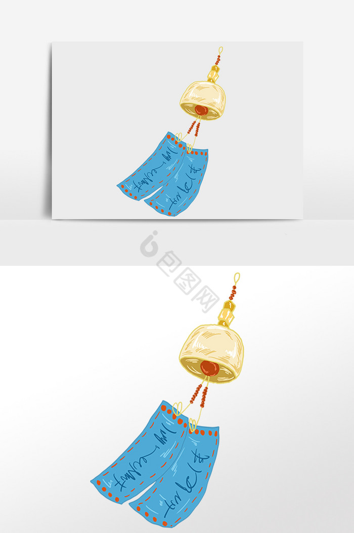 装饰品古风流苏风铃插画