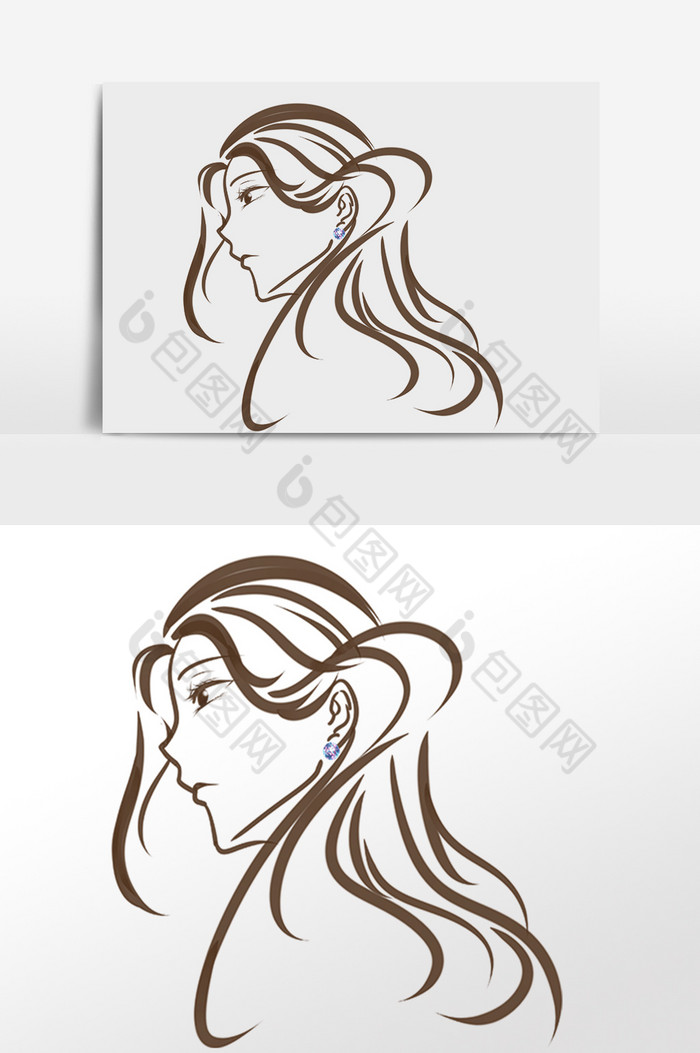 女士发型烫发头发插画