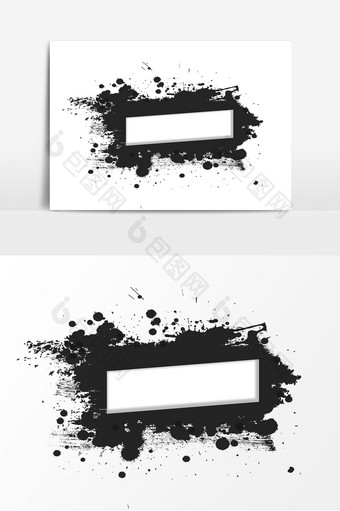 水墨电商黑色泼墨标题边框元素图片