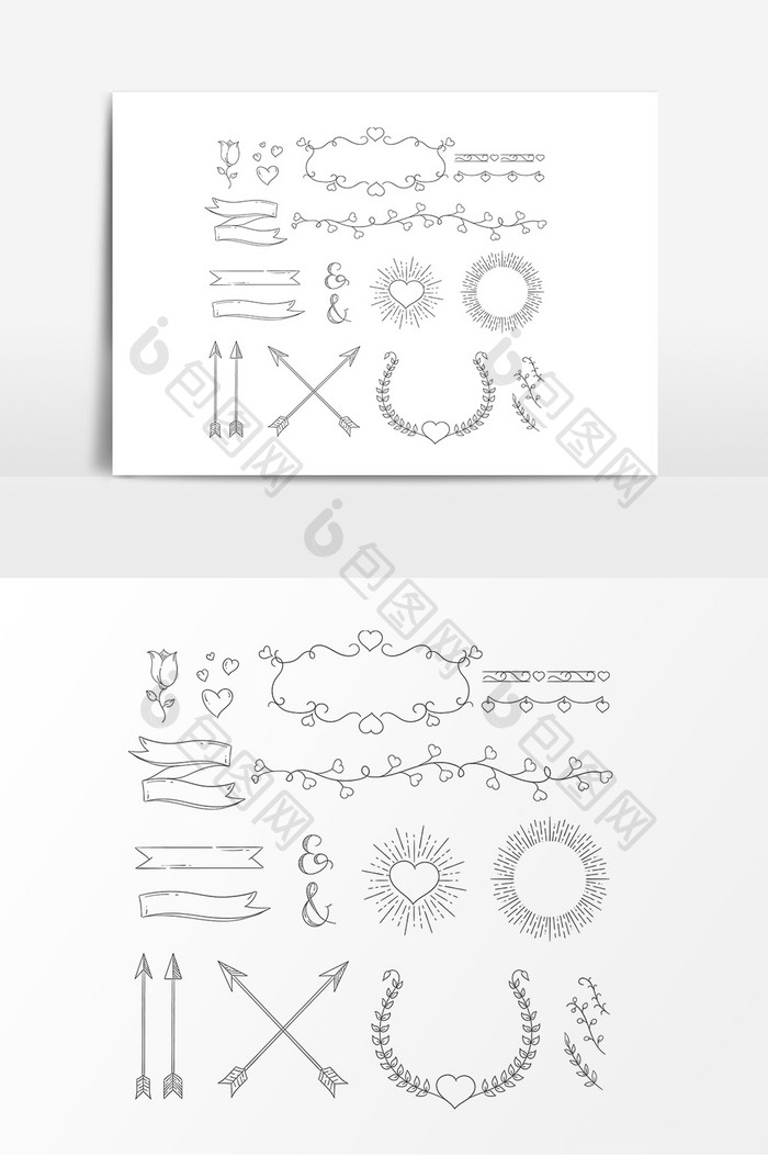 装饰边框花纹丝带箭头素材