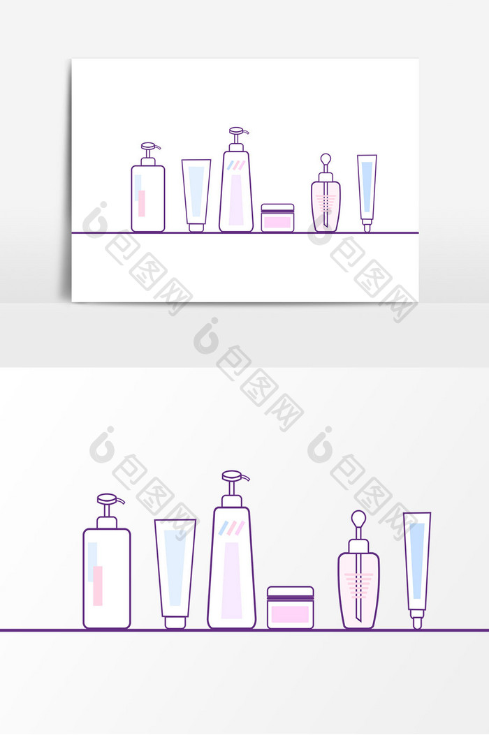 清新简约化妆品组合元素