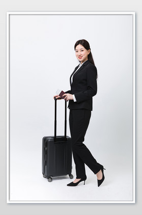 拖行李箱出差的职场女性片旅行攻略登机出差公务闪屏插画夏日海边度假