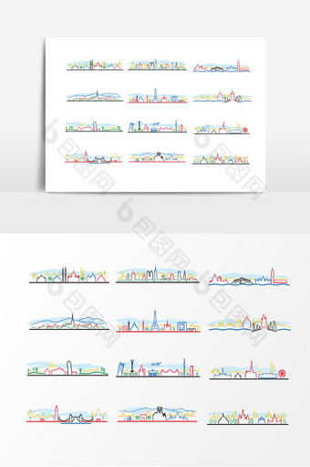 彩色城市建筑设计素材图片