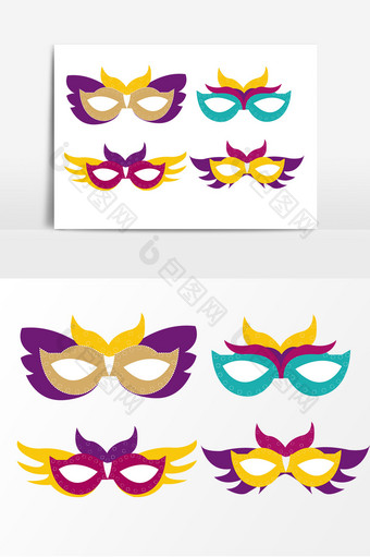 紫色面具矢量元素图片