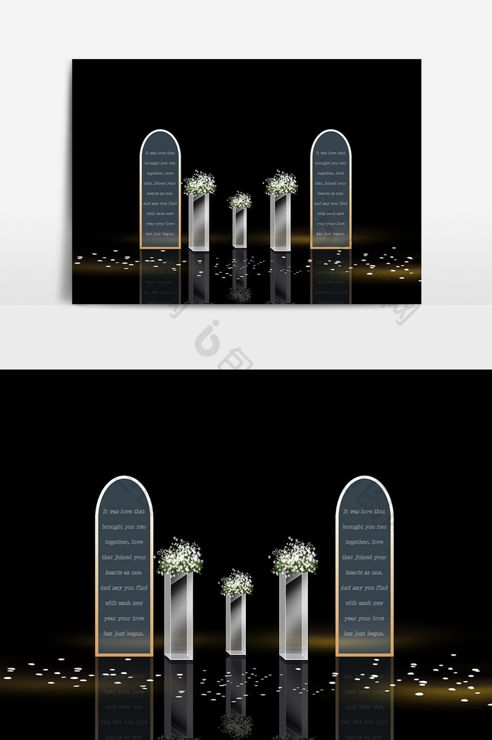 现代简欧婚礼舞台装饰水晶鲜花屏风道具