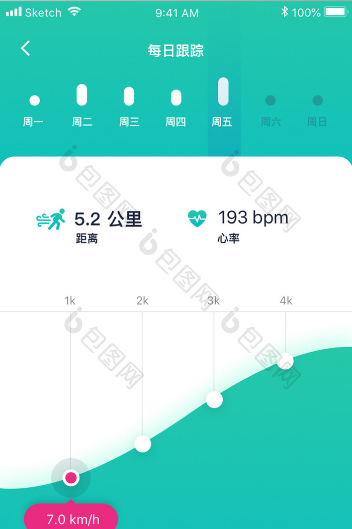 绿色简约运动健康app运动统计移动界面