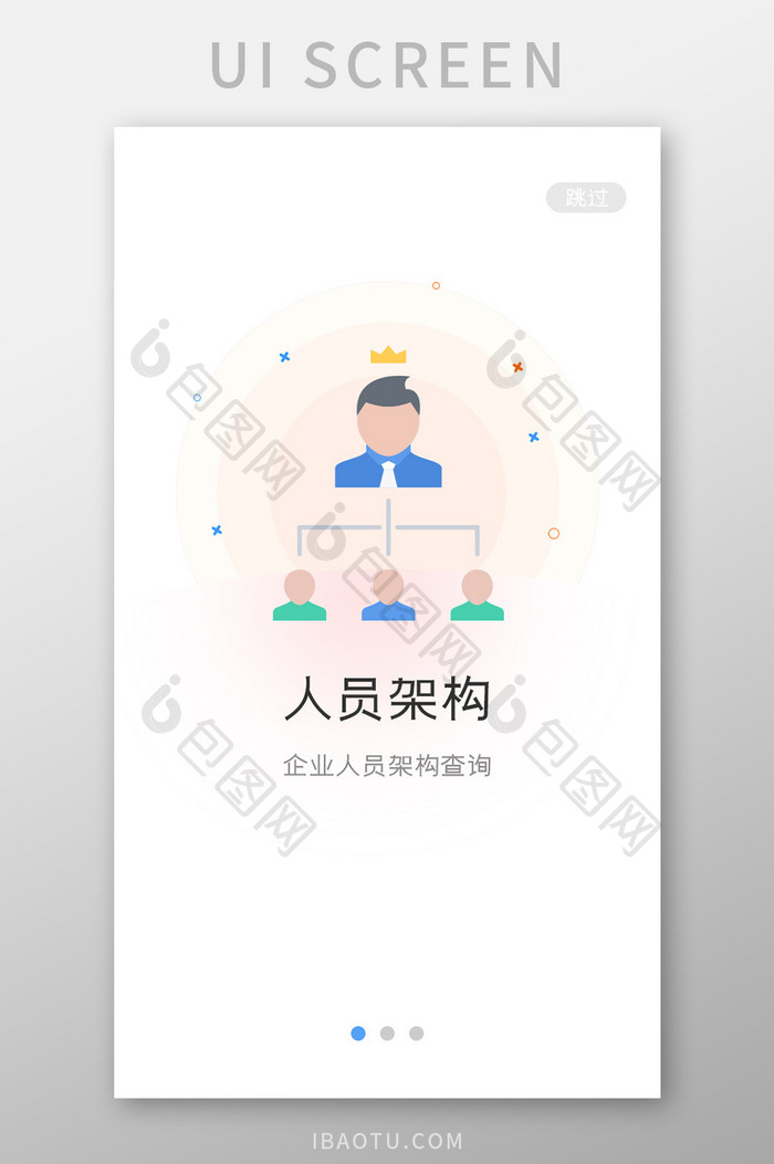 红色简约企业管理人员架构引导页移动界面