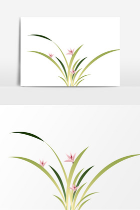 手绘卡通兰花装饰元素