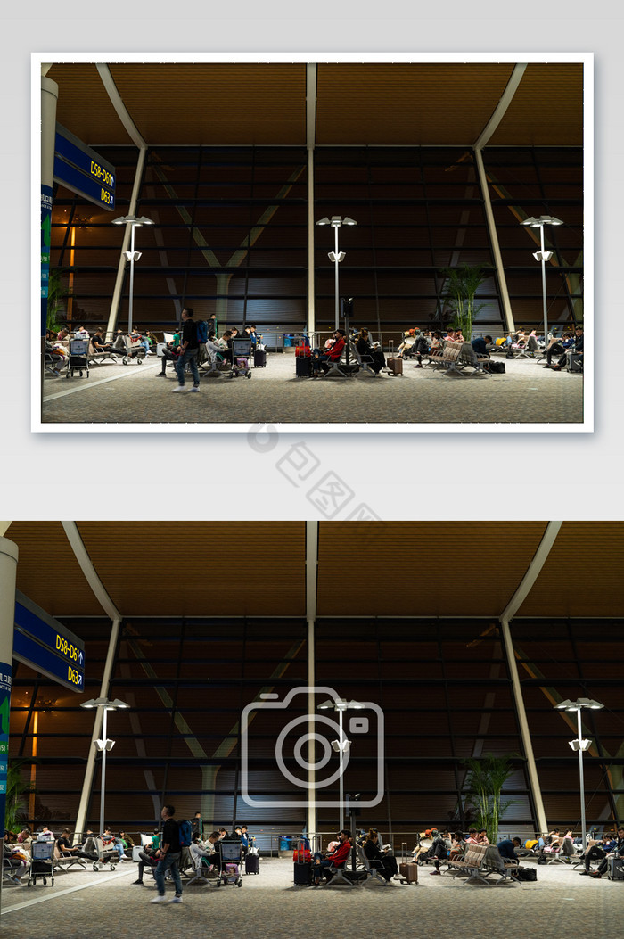 浦东机场国际出发候车大厅空间摄影图图片