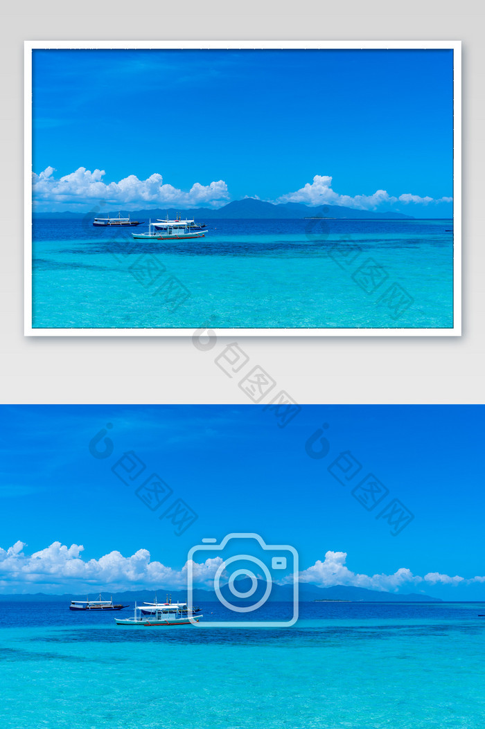 菲律宾巴拉望度假休闲蓝天白云蓝色大海