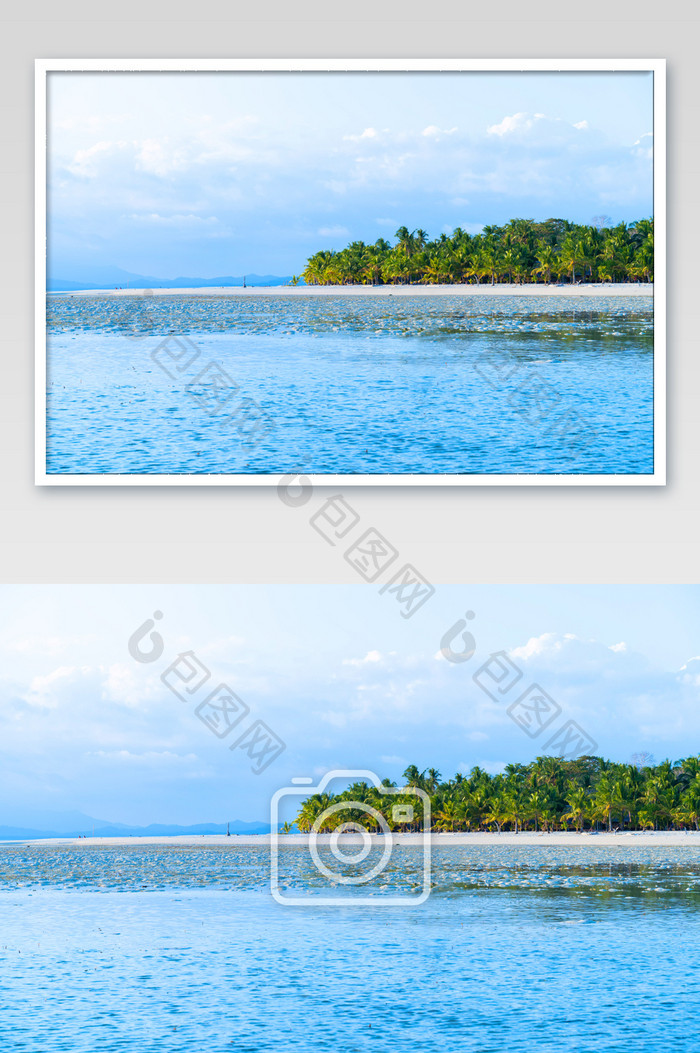 菲律宾巴拉望小岛度假蓝色海水摄影图