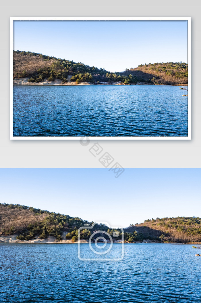 浙江临安水库青山风景徒步旅行摄影图图片