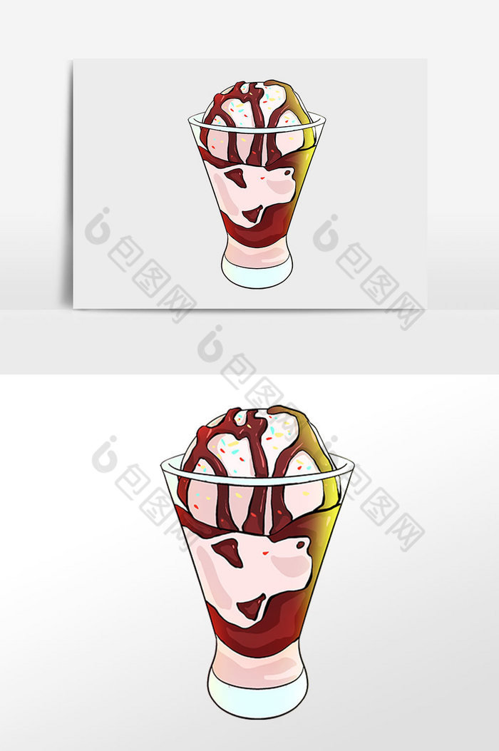 夏季冷饮可可冰淇淋插画图片图片