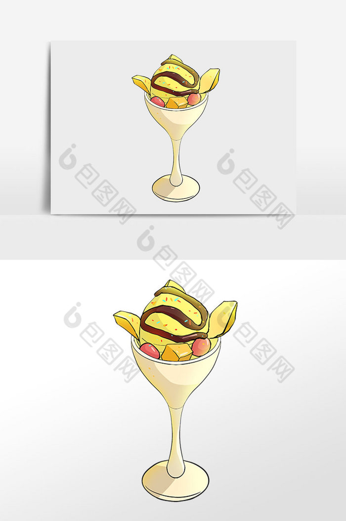 夏季冷饮芒果冰淇淋杯插画图片图片