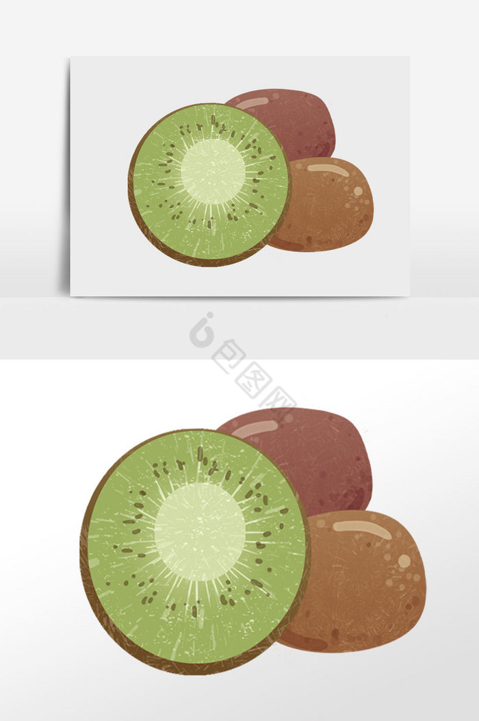 夏季新鲜水果猕猴桃插画图片
