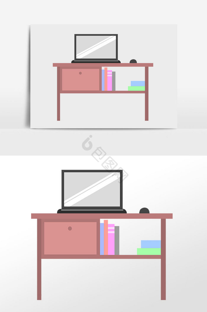 家具木质办公桌子插画图片