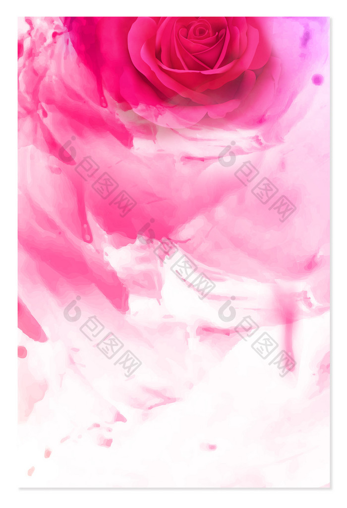 浪漫玫瑰花水彩母亲节情人节纹理促销背景