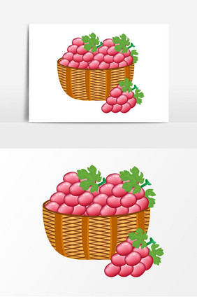 红色提子篮子矢量元素