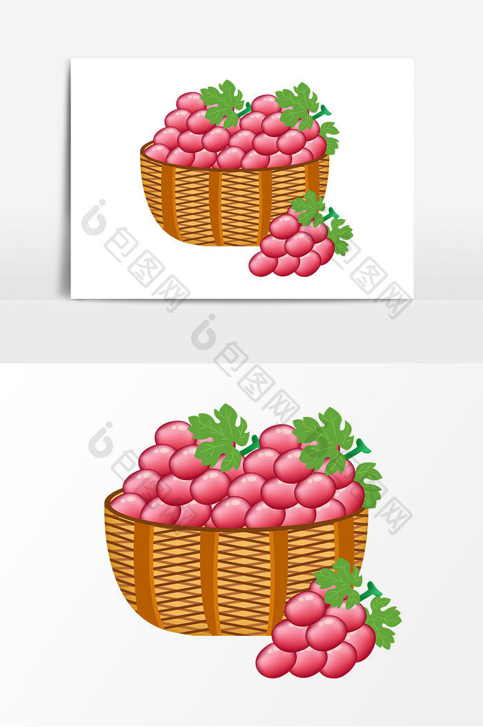 红色提子篮子矢量元素