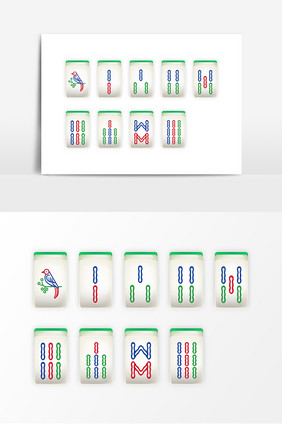 立体麻将条牌设计元素