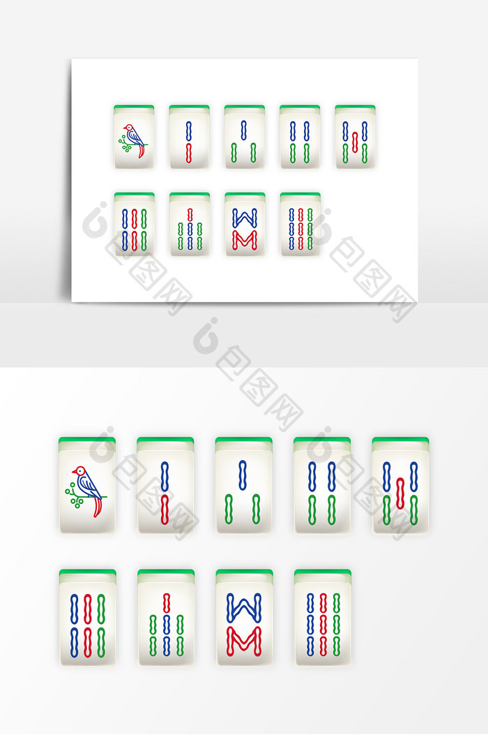 立体麻将条牌设计元素