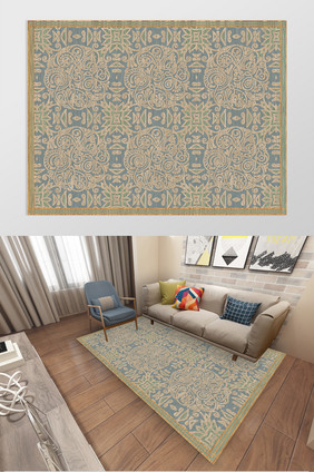 现代简约几何抽象线条地毯图案