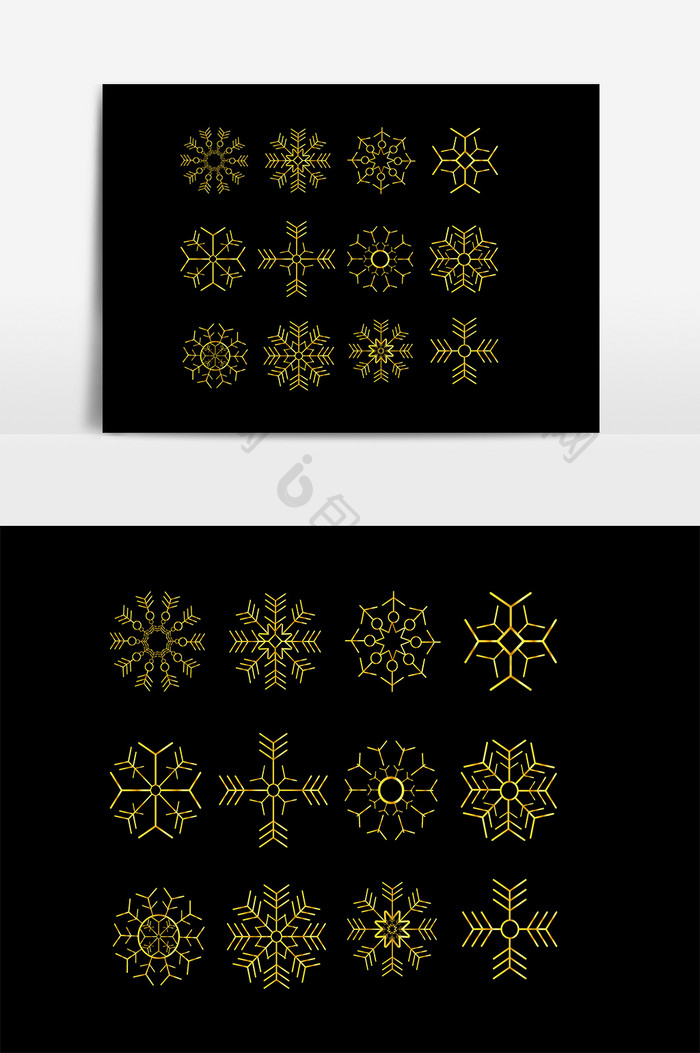 金色雪花装饰图案设计元素