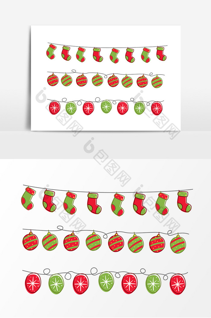 圣诞节装饰球袜子设计素材