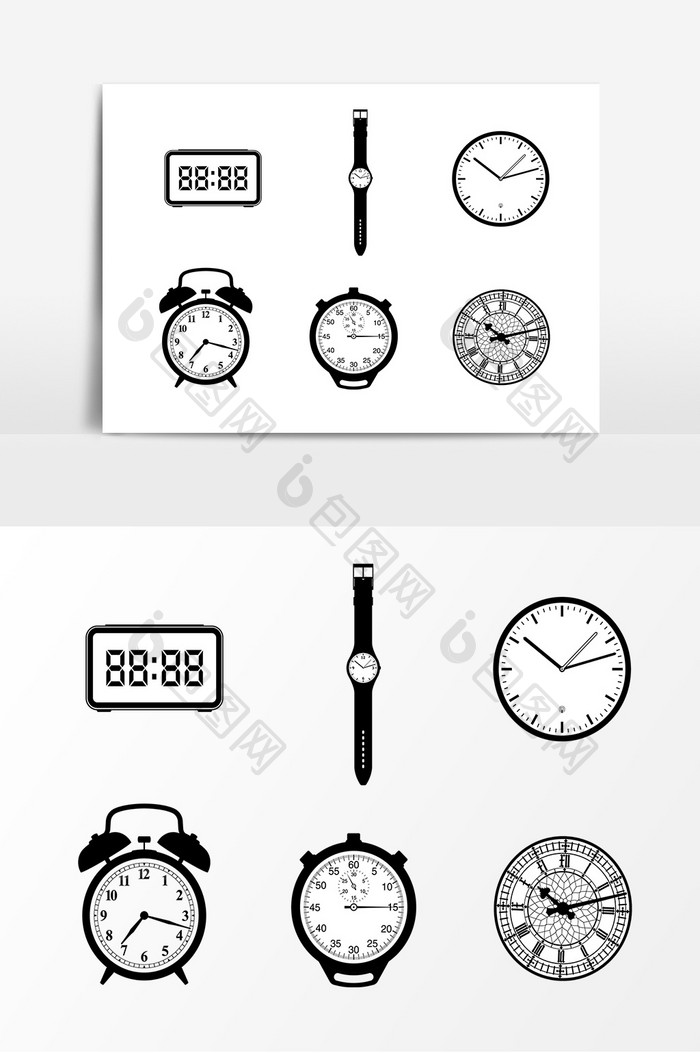 黑色时间钟表设计素材