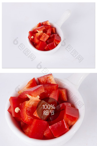 红辣椒白底图味碟美食家常菜蔬菜摄影图片