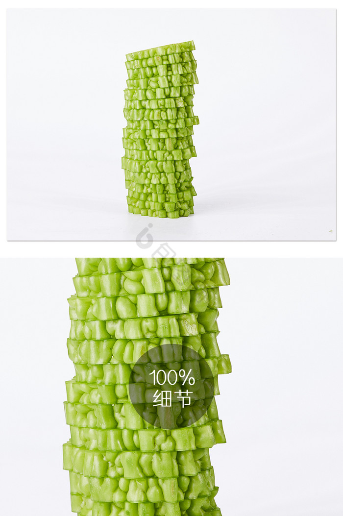 绿色苦瓜片蔬菜白底图美食摄影图片