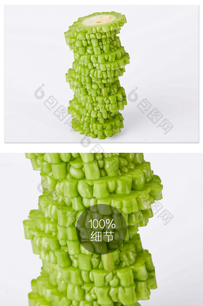 苦瓜片绿色美食蔬菜白底图摄影图片