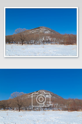 高清北方冬季旅游蓝天白雪高山摄影图