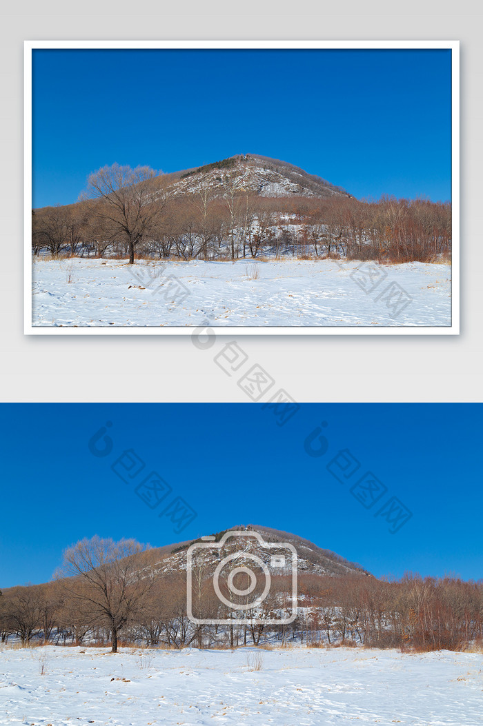 高清北方冬季旅游蓝天白雪高山摄影图