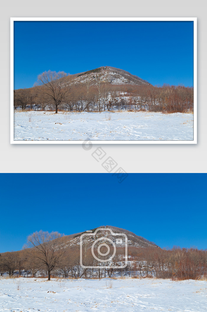 高清北方冬季旅游蓝天白雪高山摄影图图片