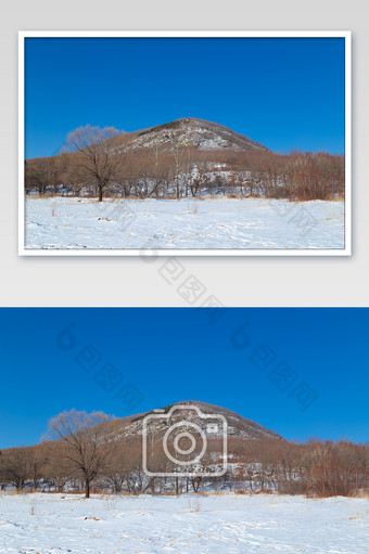 高清北方冬季旅游蓝天白雪高山摄影图图片