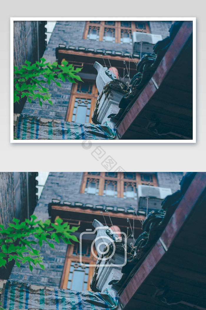 云南大理度假古宅房檐仰视高清摄影图图片