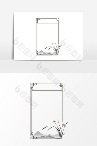 中国风水墨边框植物边框元素图片