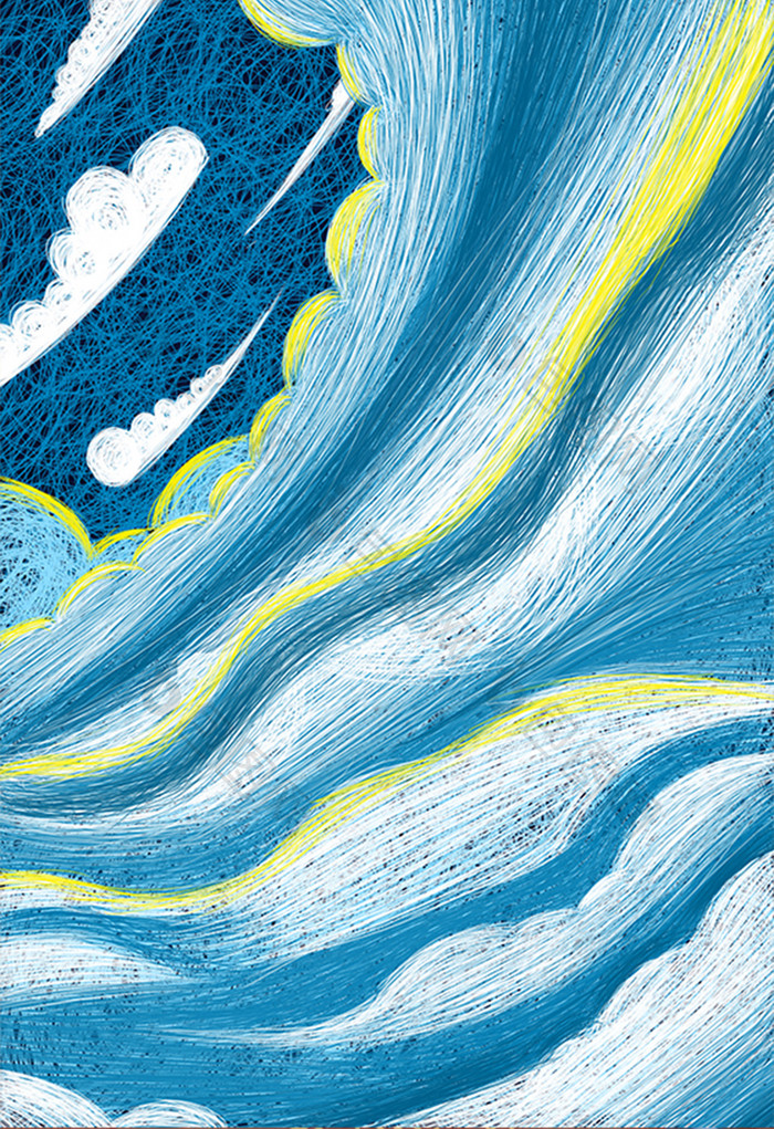 手绘线条海洋插画背景
