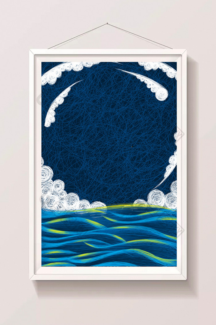 手绘线条水天一色插画 图片下载 包图网 手绘线条水天一色插画 图片下载 包图网