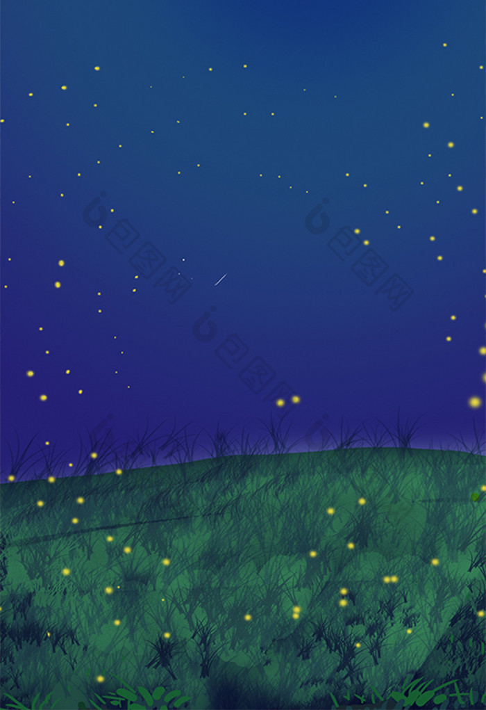 草地上的萤火虫插画图片