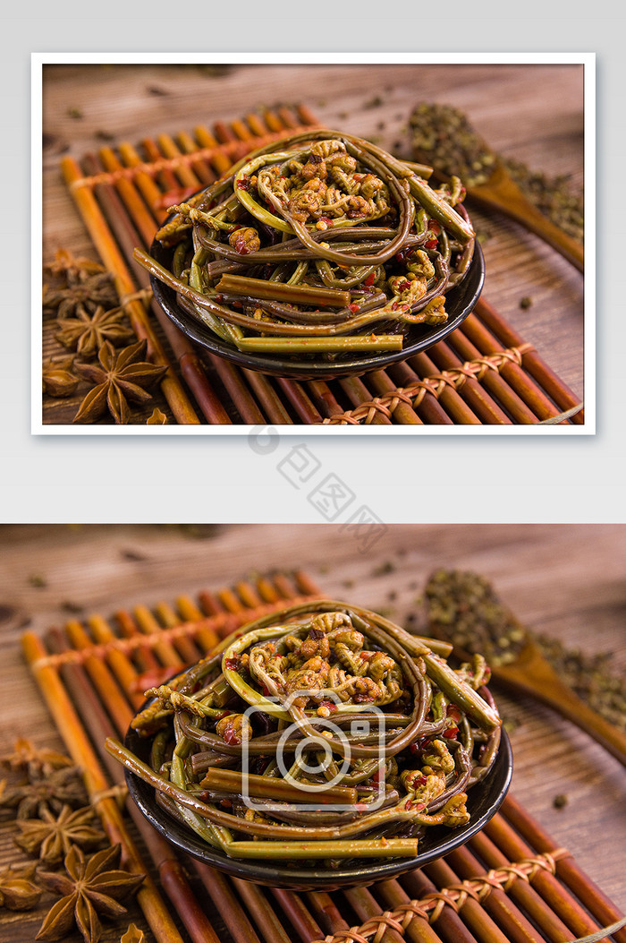 香辣拌蕨菜凉菜摄影图片