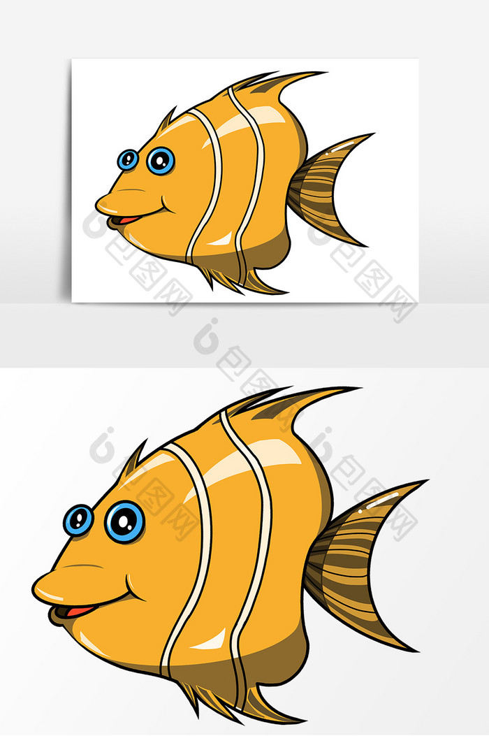 海洋生物可爱卡通小黄鱼元素