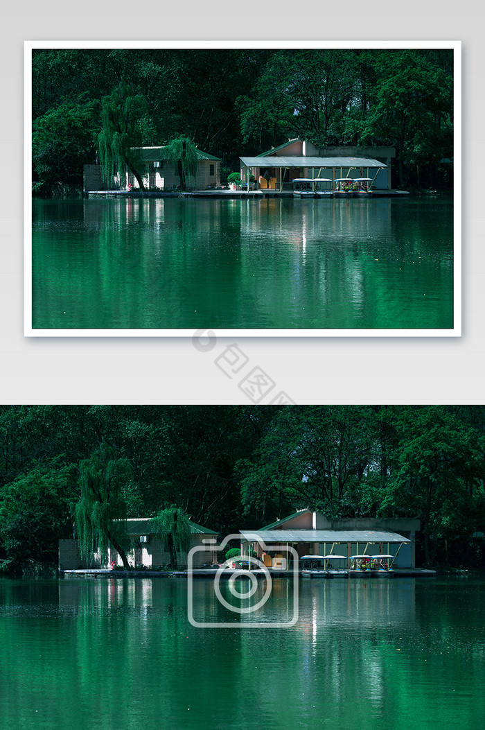 远处湖面上的房子图片图片
