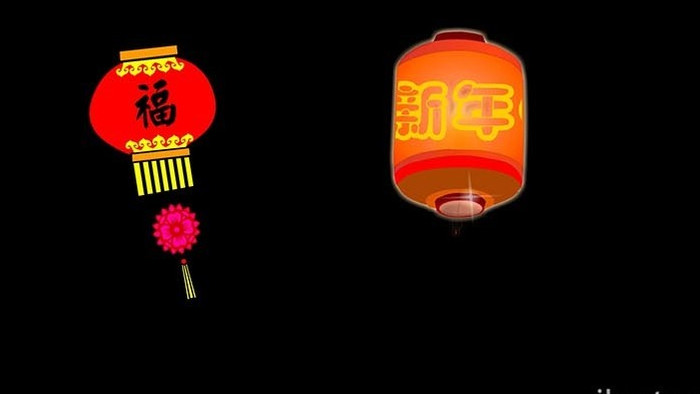 红色灯笼摆动温暖中国风庆祝晚会节日素材