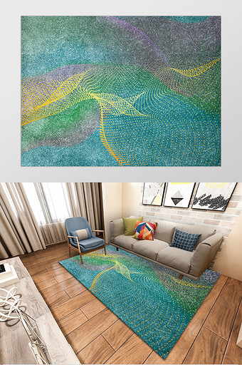 北欧风水彩渐变纹理图案地毯图片