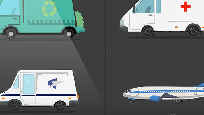 15种MG卡通交通工具动态元素视频