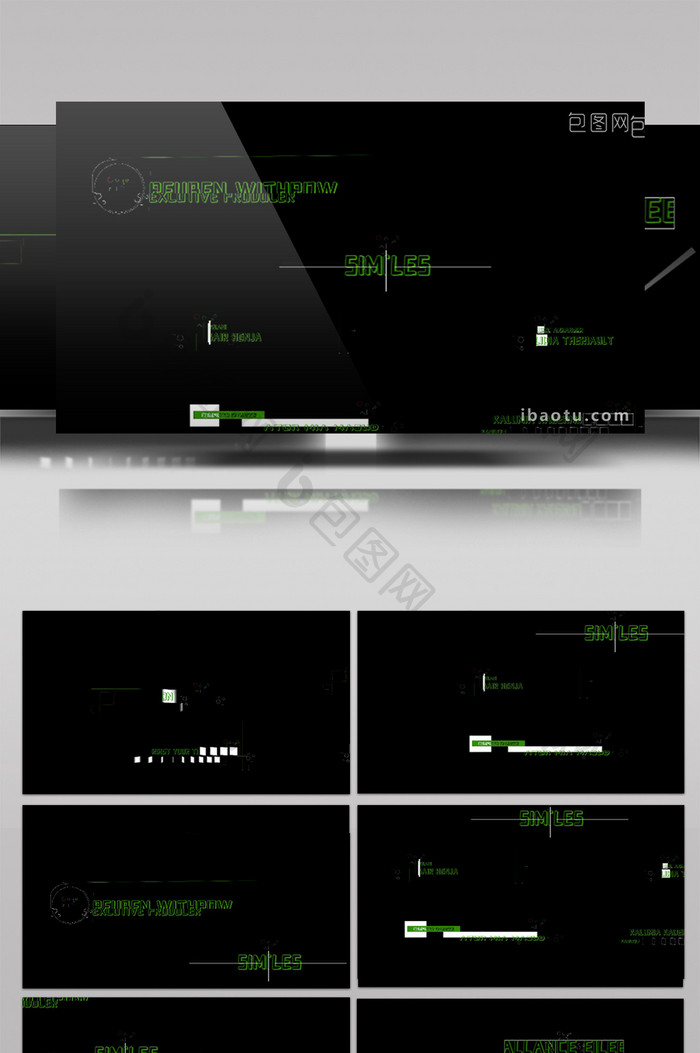 科技线条图形元素绿色字幕条AE模板
