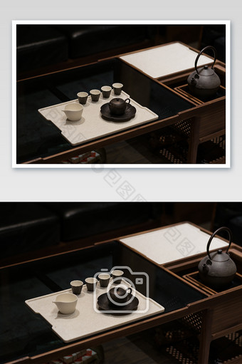 家用玻璃茶具桌特写摄影图图片